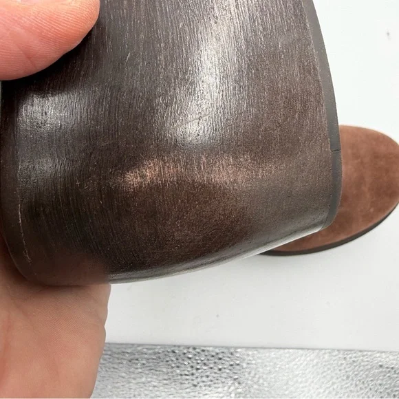 NEW Everlane Dark Umber Brown Suede Wooden Puffa Platform Clog 7 - Picture 16 of 16